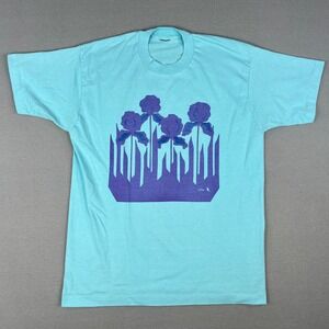 VTG‎ Floral Iris Graphic T Shirt FIts L Abstract Flowers Art Print Single Stitch